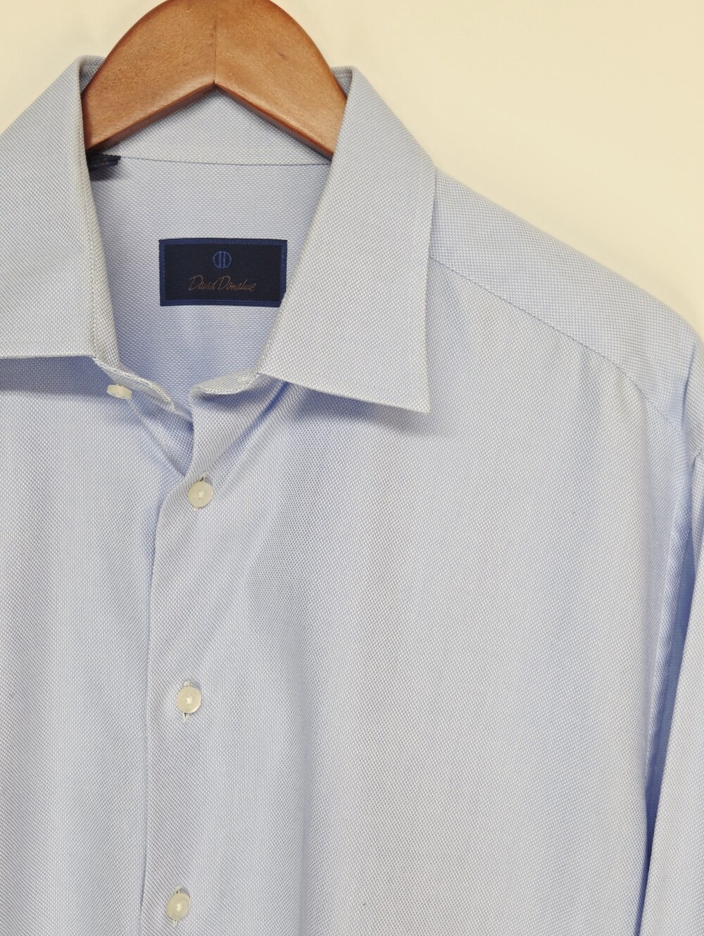 David Donahue Dress Shirt Light Blue Oxford Spread Collar 16.5 34/35